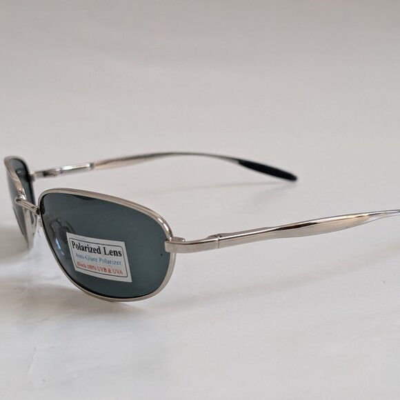 NWT Vintage 90's Rectangle Metal Sports Polarized Sunglasses (S. Silver) - Picture 3 of 5